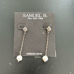 Samuel B. Sterling Silver White Pearl Drop Earrings